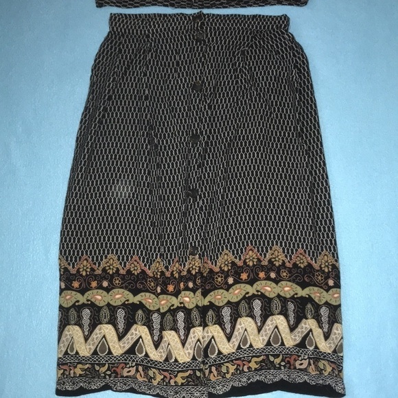 SECRET button up tank top matching button up skirt elastic waistband size S - Picture 2 of 6